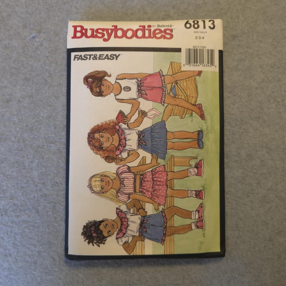Butterick 6813 Busybodies Girls Skirt & Top Pattern Sz 2-3-4 Uncut Fast & Easy